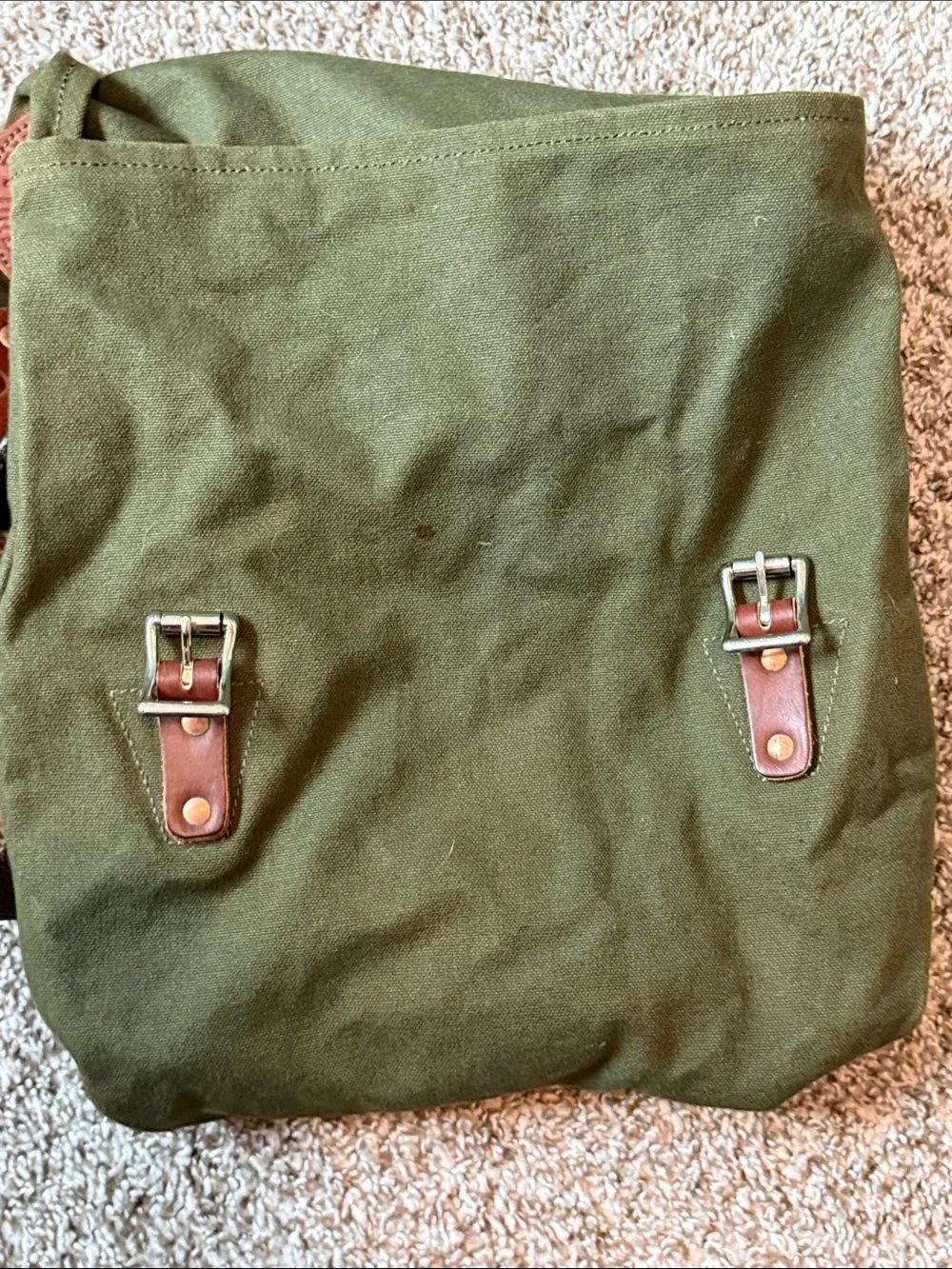 Duluth Pack Scout Bag with Brown Leather Trim - Olive Green